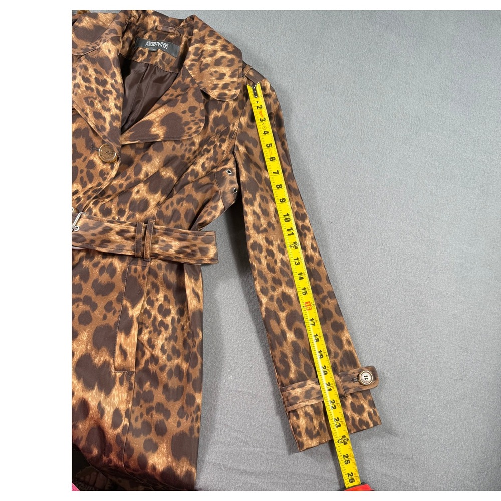 Kenneth Cole Reaction Leopard Print Trench Coat Belted Medium G-III Apparel Glam - Picture 13 of 13